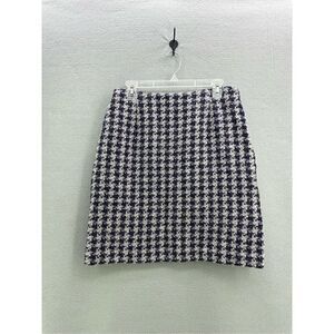 Vintage Amanda Smith Womens Purple White Wool Blend Houndstooth Pencil Skirt 12